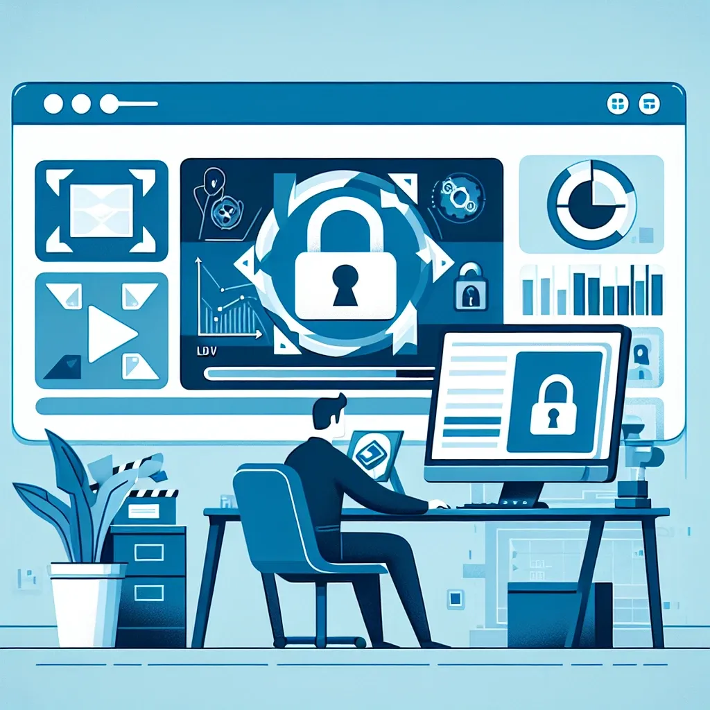 Alt text: "Persona utilizando una computadora portátil para descargar videos de internet de manera segura, acompañado de una guía completa sobre cómo hacerlo."
